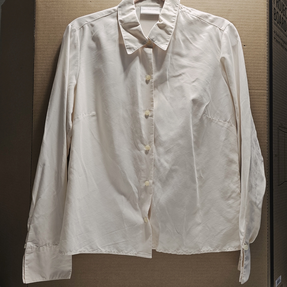 Liz Claiborne Cream Long Sleeve Button Down Shirt